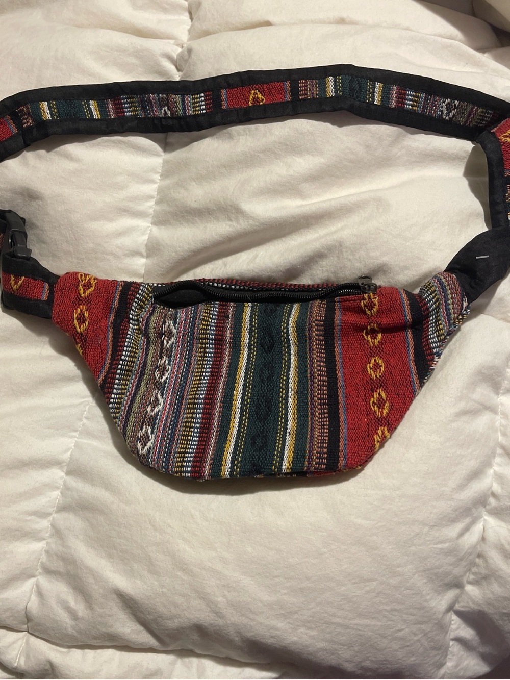 Striped Boho Fanny Pack in Red and Green